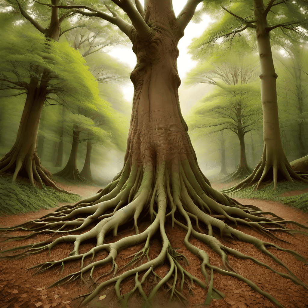 Die Wurzeln eines alten Baumes sie symbolisieren eine starke Basis